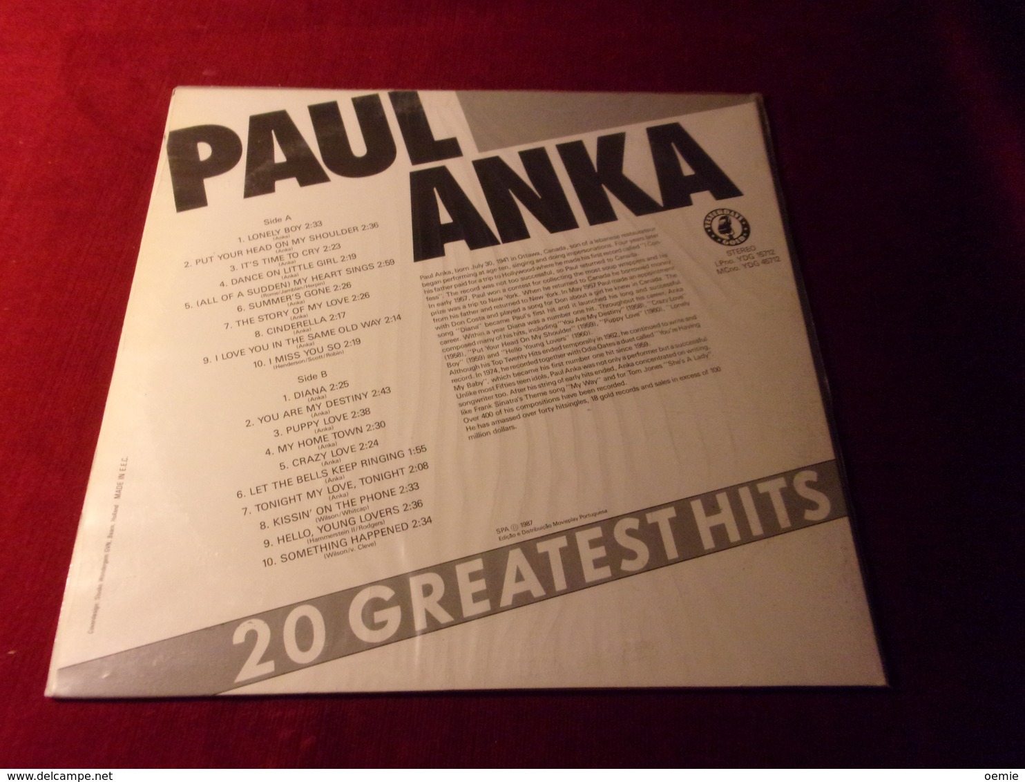 PAUL ANKA    °°°   20 GREATEST HITS - Autres - Musique Anglaise