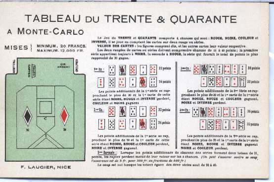 TRENTE ET QUARANTE  CPA - Cartes à Jouer