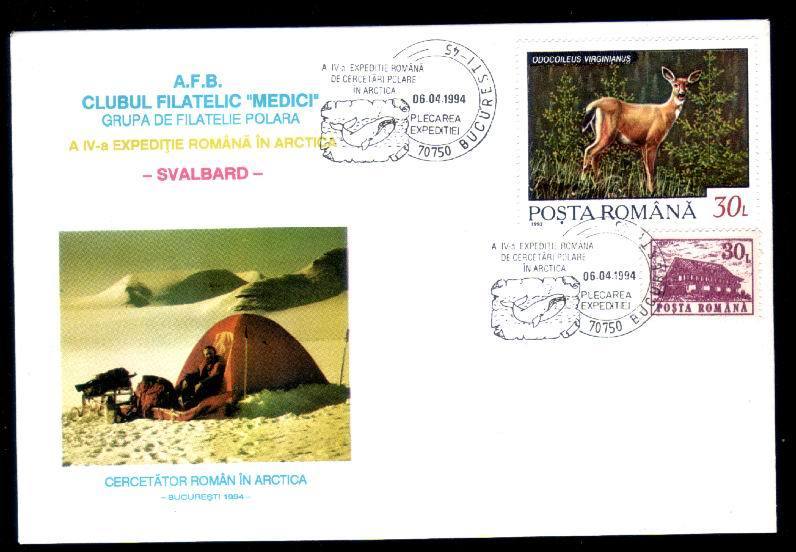 The 4th Romanian Expedition To The Svalbard Arctic Region,special Cover 1994. - Arctic Expeditions