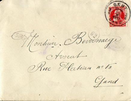 A0005 - Vieux Document - Lettre D'avocat - Cob  74 - 24-02-1912 - Volantini Postali