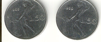 Lire 50: 1955 1956 -  2 Differenti Anni / 2 Different - 50 Liras