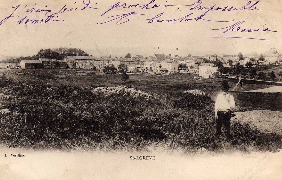 07 ST AGREVE Vue Générale, Animée, Ed Verilhac, 1904, Dos 1900 - Saint Agrève