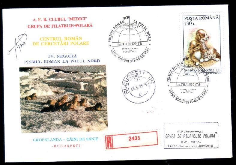 Reg Cover, Romanian Expedition To The  Arctic Region,special Cover 1995+ Signature. - Arktis Expeditionen