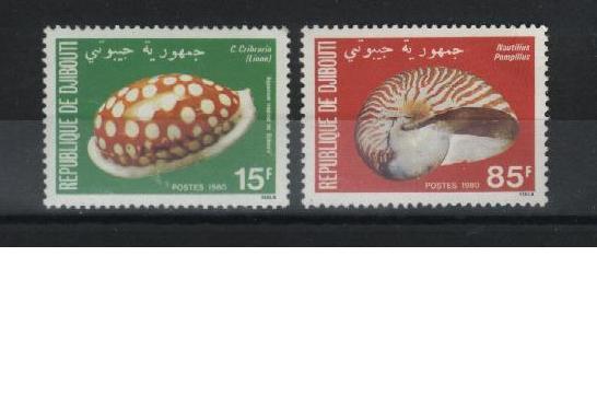 DJIBOUTI 1980 2 Val. Neuves (MNH**) N° YT 521/522   - PAYPAL - Coquillages