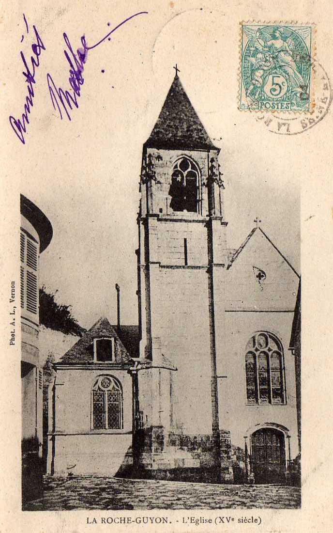 95 LA ROCHE GUYON Eglise XVème, Ed AL, 1904, Dos 1900 - La Roche Guyon
