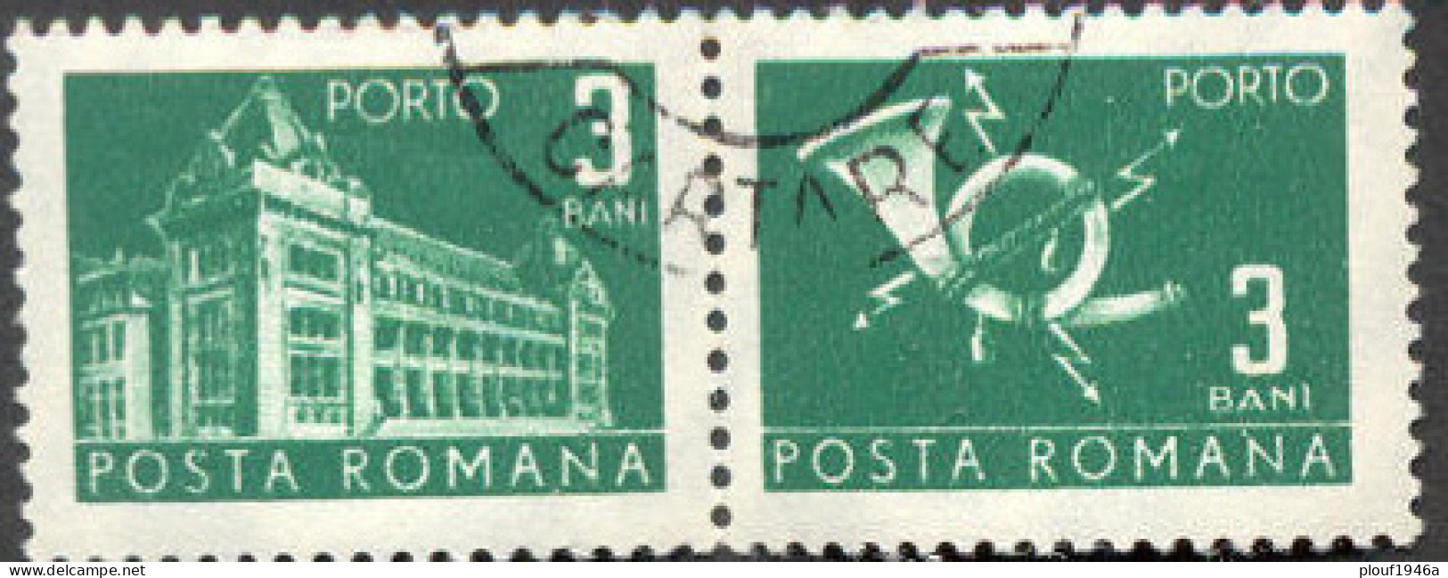 Pays : 410 (Roumanie : République Socialiste)  Yvert Et Tellier N° : Tx   127 (o) / Michel P 107  Se-tenant - Postage Due