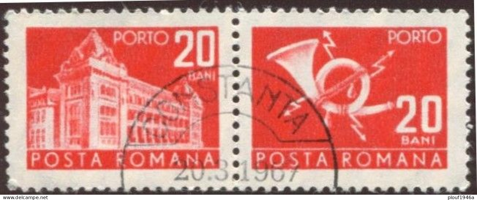 Pays : 410 (Roumanie : République Socialiste)  Yvert Et Tellier N° : Tx   130 Paire (o) / Michel P 110 Se-tenant - Postage Due