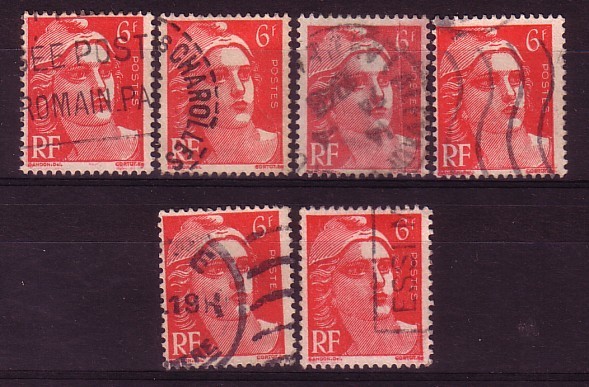 FRANCE - 721a Obli (meches Reliées)(6 Timbres) Cote 84 Euros Depart à 10% - 1945-54 Marianne De Gandon