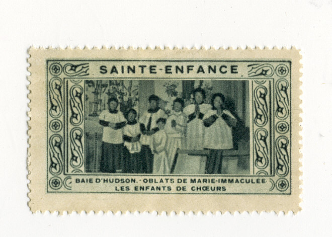 ERINOPHILIE/VIGNETTES/LABELS/AUFKLEBER/ETICHETTE/ETIQUE BAIE D' HUDSON OBLLATS DE MARIE IMMACULEE  LES ENFANTS DE CHOEUR - Autres & Non Classés