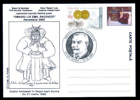 POLAR EXPLORER EMIL RACOVITA IN ANTARCTICA SPECIAL POST MARK ON CARD New 2005. - Explorateurs & Célébrités Polaires