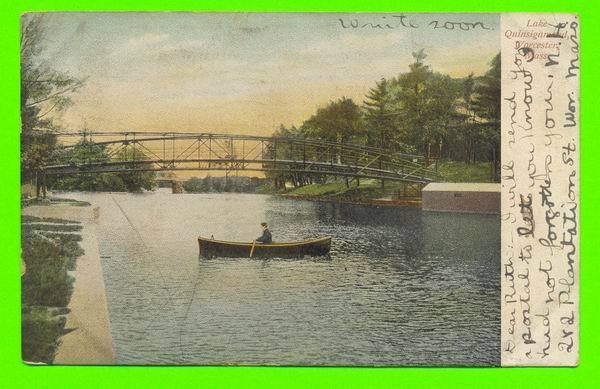 WORCESTER, MA - LAKE QUINSIGAMOND - UNDIVIDED BACK - ANIMATED - TRAVEL IN 1906 - THE METROPOLITAN NEWS CO - - Worcester