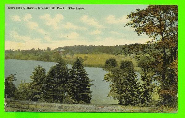 WORCESTER, MA - GREEN HILL PARK - THE LAKE - CARD TRAVEL  1910 - HUGH C. LEIGHTON CO - - Worcester