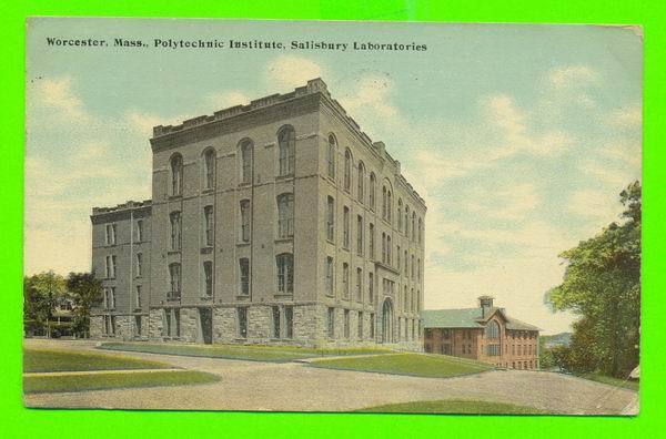 WORCESTER, MA  - POLYTECHNIC INSTITUTE - SALISBURY LABORATORIES - CARD TRAVEL IN 1910 - HUGH C. LEIGHTON CO - - Worcester