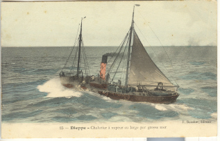 Dieppe 76 - Chalutier à Vapeur Avec Voile Tape-cul - Pêche