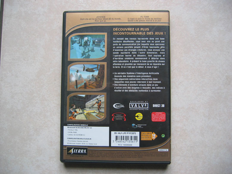Half-Life, PC CD-Rom  (séries Bestseller) Avec Notice De Jeu. Clé Validé Sur Le Site Officiel De Steam. - Juegos PC