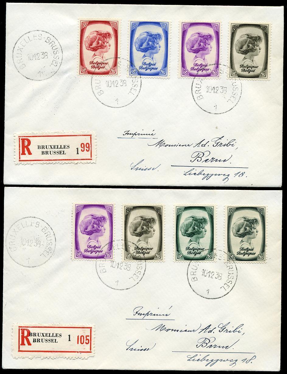 10-12-1938 Prince De Liège  2  Lettres Recommandées Vers SUISSE - Covers & Documents