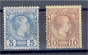MONACO FIRST ISSUE 1885 - 5 And  10 CENTIMES HINGED F/VF - Otros & Sin Clasificación