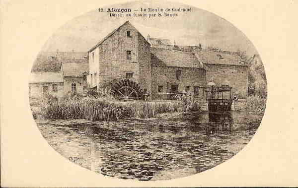 Moulin A Eau- Ref No 36-le Moulin De Guerame-dessin Au Fussin Par S Broux-bon Etat - Moulins à Eau