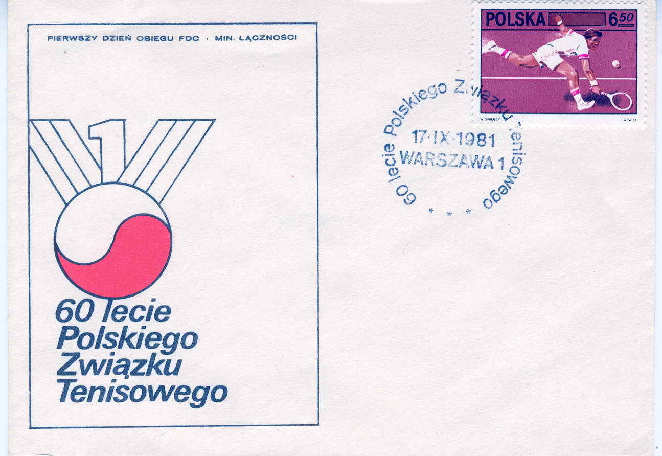 TENNIS FDC 1981 POLOGNE 60 ANS FEDERATION POLONAISE - Tennis