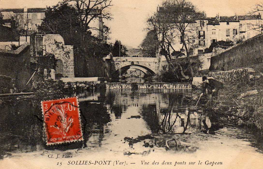 83 SOLLIES PONT Vue Des Deux Ponts Sur Le Gapeau, Animée, Ed Felix 15, 1914 - Sollies Pont