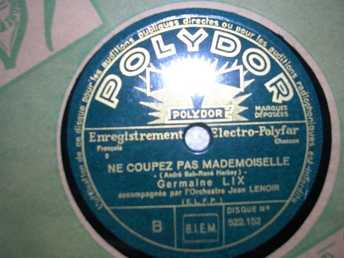 Germaine LIX Et L´Orchestre Jean RENOIR. - 78 Rpm - Gramophone Records