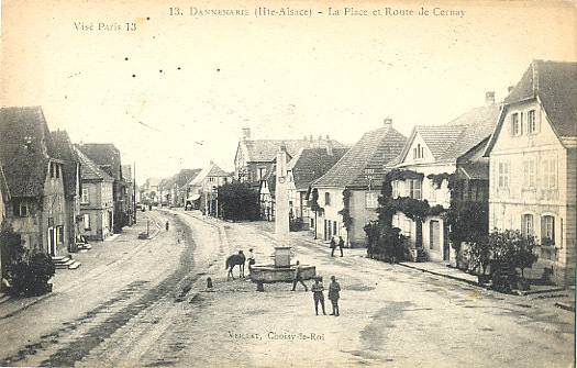 68 - HAUT RHIN - DANNEMARIE - FONTAINE - ROUTE DE CERNAY - CARTE ANIMEE - - Dannemarie