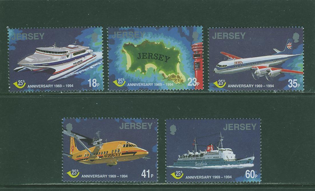 JER0012 Transport Du Courrier Avion Bateau Hydroglisseur 663 à 667 Jersey 1994 Neuf ** - Autres (Mer)