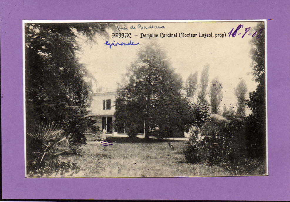 Carte  Postale De Pessac -- Domaine Cardinal  ( Docteur Lugeol, Prop ) - Pessac