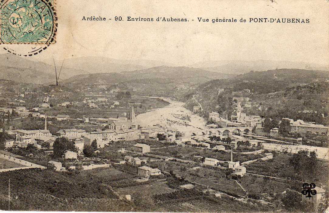 07 AUBENAS Pont Aubenas, Vue Générale, Ed MTIL 90, Ardèche, 1905 - Aubenas