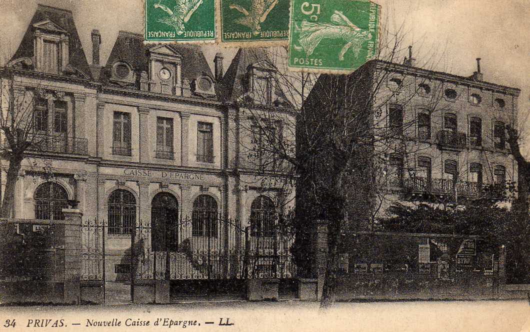 07 PRIVAS Caisse D´Epargne, Banque, Ed LL 34, 192? - Privas