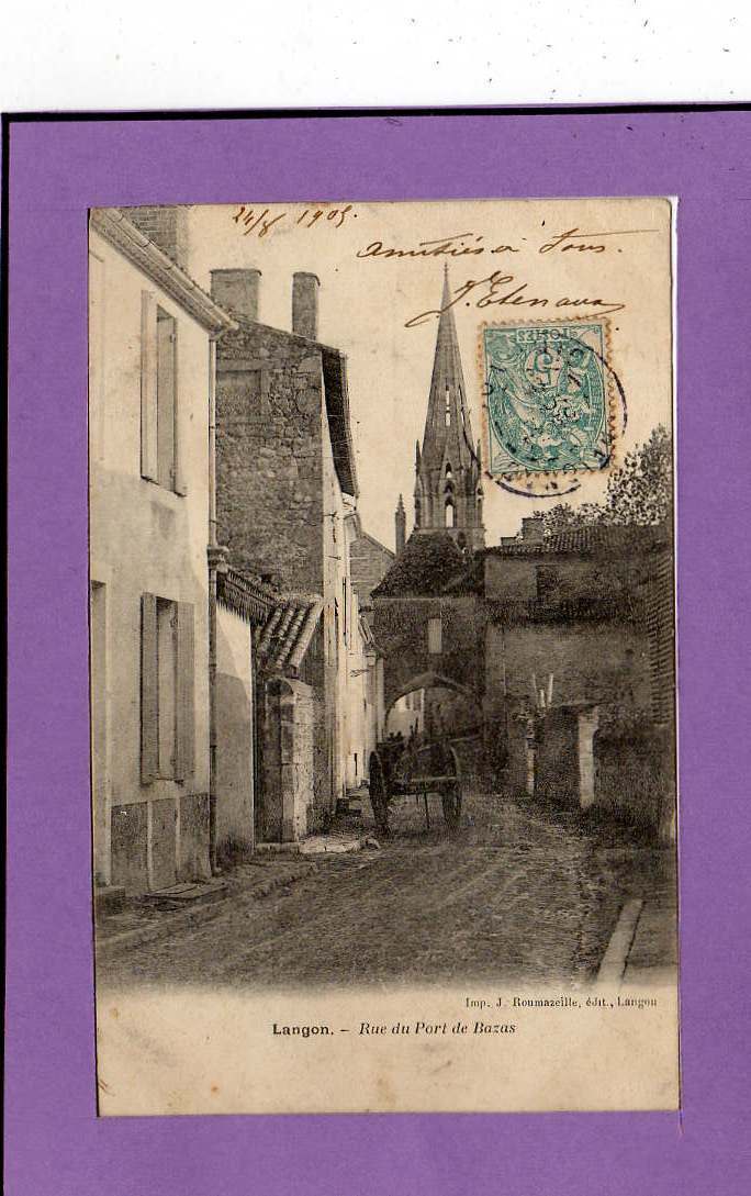 Carte  Postale De Langon -- Rue Du Port De Bazas - Langon