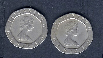 Great Britain: Queen Elizabeth II, 20 Pence. Year 1982 & 1984. - 20 Pence