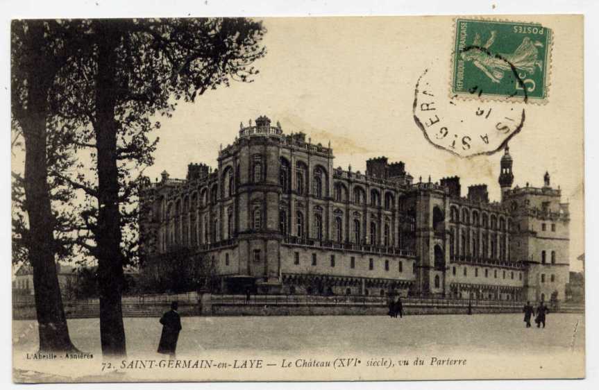 C4  - SAINT-GERMAIN EN LAYE - Le Château Vu Du Parterre (1916 - Oblitération AMBULANT) - St. Germain En Laye (Castillo)