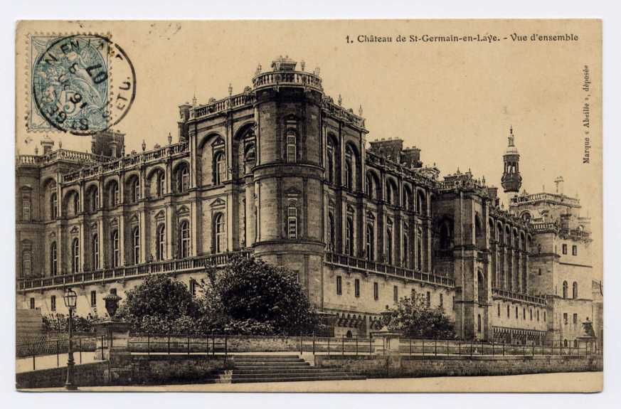 C4  - SAINT-GERMAIN EN LAYE - Le Château - Vue D'ensemble (1907 - Oblitération De Saint-Germain En Laye) - St. Germain En Laye (Schloß)