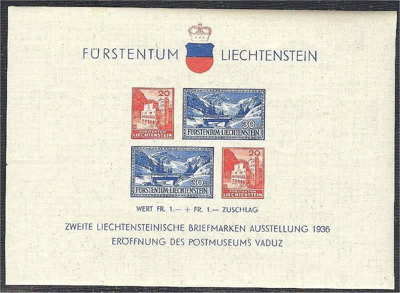 LIECHTENSTEIN - SHEETLET 1936 IN PERFECT NEVER HINGED CONDITION **! - Blocks & Kleinbögen