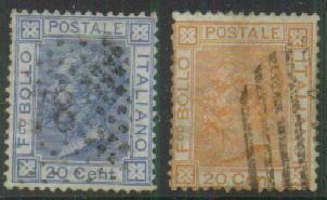 ITALY - 1867-77 Emmanuel Pair. Scott 35-6. Used - Used