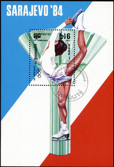 KAMPUCHEA : 1984 : Yv 449-455 + BF43 (GEST-OBLIT) : "Olympische Winterspelen In Sarajevo ´84 (Serie II)" - Inverno1984: Sarajevo