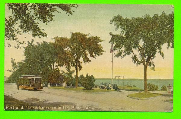 PORTLAND, ME - ENTRANCE TO FORT ALLEN PARK - EASTERN PROMENADE - TRAVEL IN 1912 - LEIGHTON & VALENTINE CO - - Portland