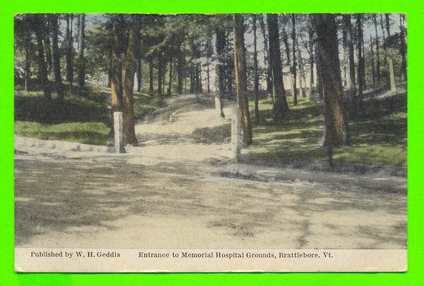 BRATTLEBORE, VT - ENTRANCE TO MEMORIAL HOSPITAL GROUNDS - CARD TRAVEL 1912 - W.H. GEDDIS - - Autres & Non Classés