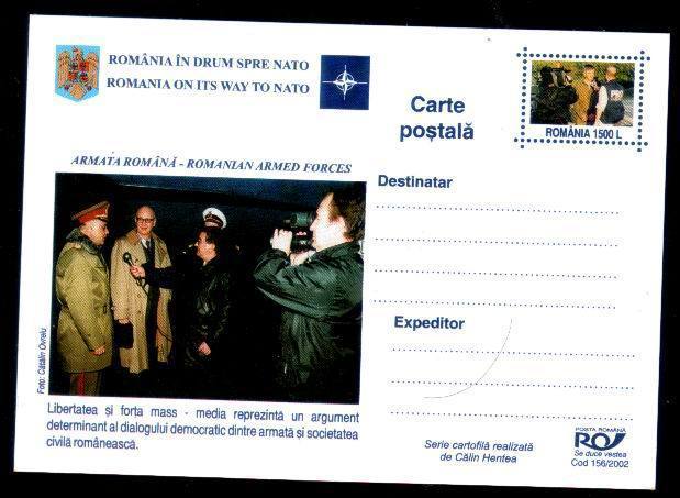 Romania  ON ITSWAY TO NATO,ROMANIAN ARMED FORCES,CARD STATIONERY 156/2002. - Other & Unclassified