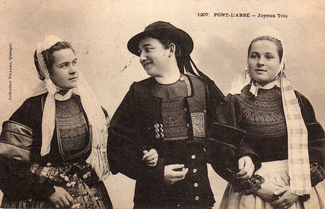 29 PONT ABBE Types, Joyeux Trio En Costumes, Karten Bost, Ed Villard 1207, 1904 - Pont L'Abbe