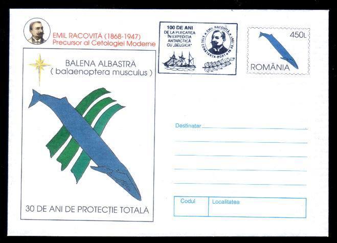 Polar Expedition In Antarctica,stationery Cover With Belgica Expedition Emil Racovita Explorer 1997. - Arctische Expedities