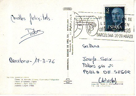 Postal 1976 ALIMENTARIA  Barcelona - Cartas & Documentos