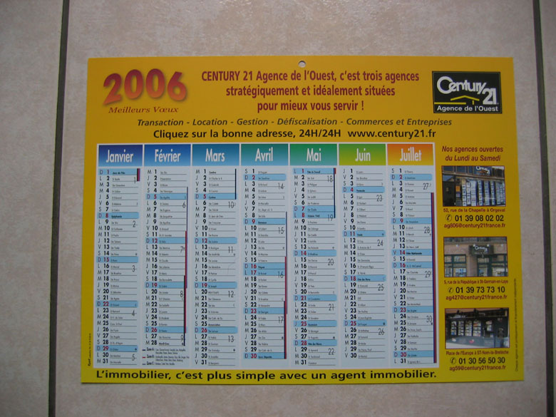 Calendrier 2006 édité Par Les Agences De L'Ouest Century 21 (Yvelines)  (29,5 Cm Sur 22 Cm) - Grossformat : 2001-...