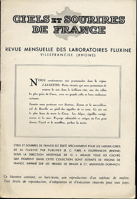 LA CORSE  -  REVUE : CIELS ET SOURIRES DE FRANCE  -  16 PAGES  -   PHOTOS DE LA REGION D AJACCIO - Corse