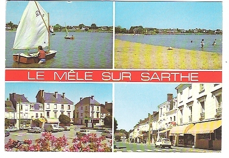 LE MELE -SUR-SARTHE ,Le Plan D'eau , La Place ; + Fourgon CITROEN C 35 Et DS,RENAULT 5 , Voilier"Optimist"  ;TB - Le Mêle-sur-Sarthe