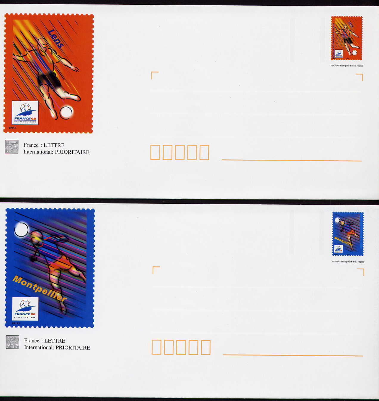 PAP Série De 4 Enveloppes Neuves Avec Leurs Cartes Coupe Du Monde De Football - 1998 – Frankreich