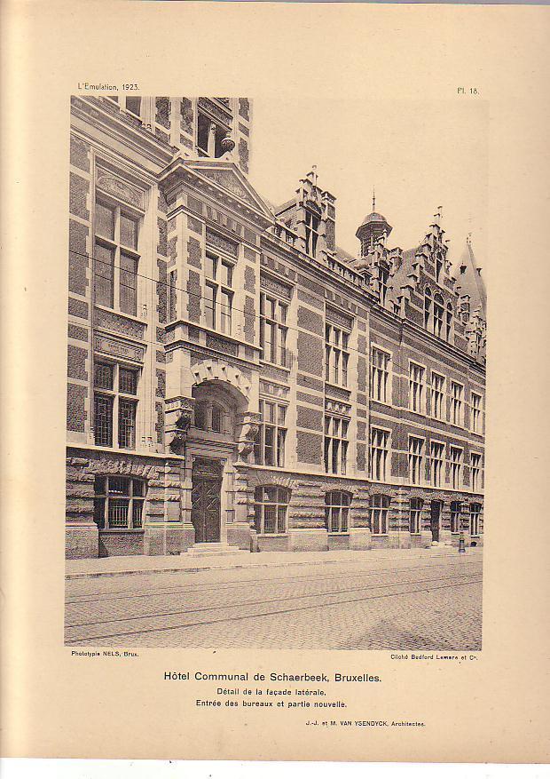 L´Emulation : 1923 Hôtel Communal De Schaerbeek, Détail De La Façade Latérale, Entrée Des Bureaux Et Partie Nouvelle - Non Classés