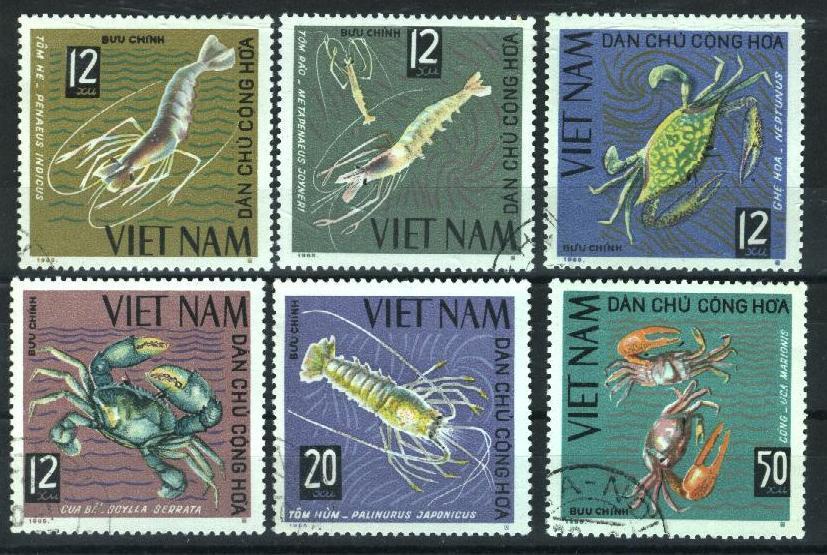 VIET-NAM NORD 1965 6 Val. Oblitérées (used Stamps) N° YT 442/447  - PAY¨PAL - Schalentiere