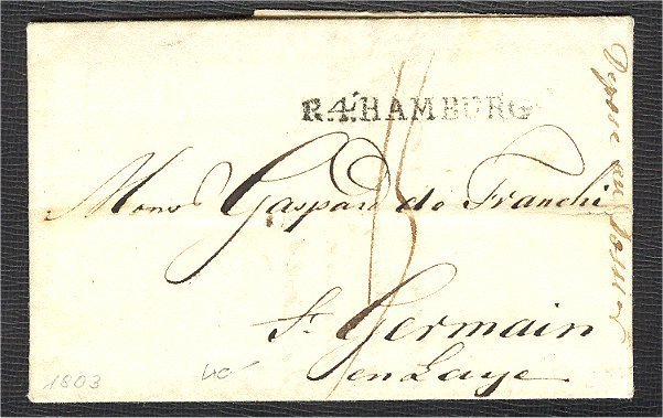 HAMBURG, PREPHILATELY COVER 1803, R.4.HAMBURG - Préphilatélie